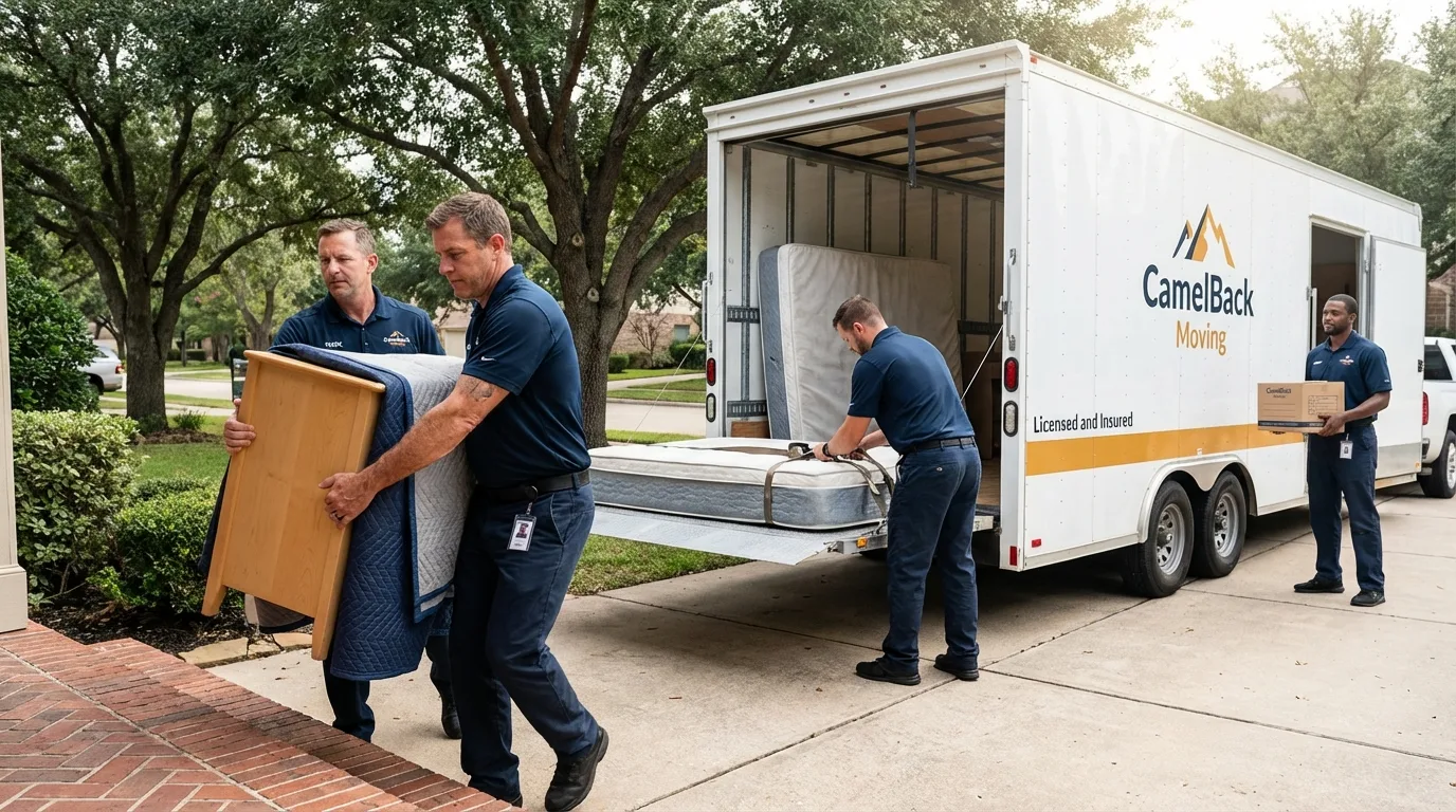 Crew loading residential truck for cross-state move from Nescopeck, PA