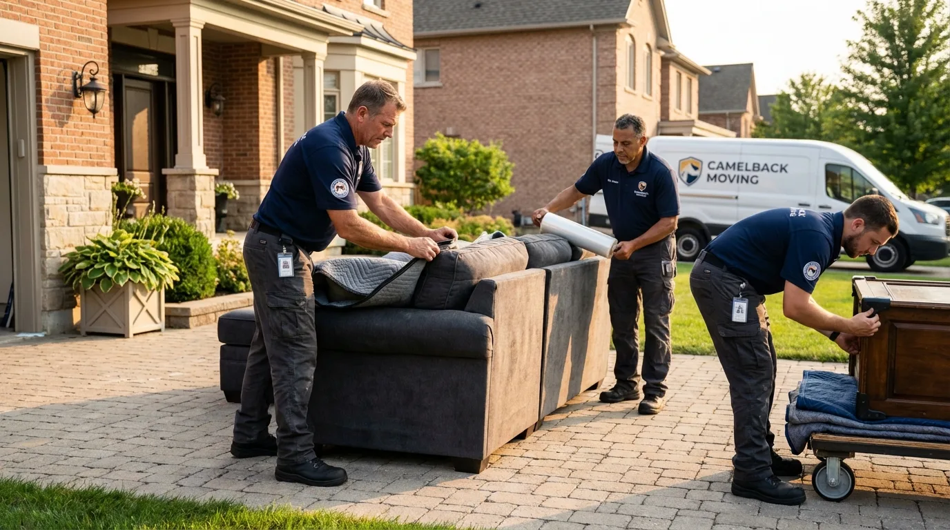 Large estate moving crew wrapping furniture in Nescopeck, PA